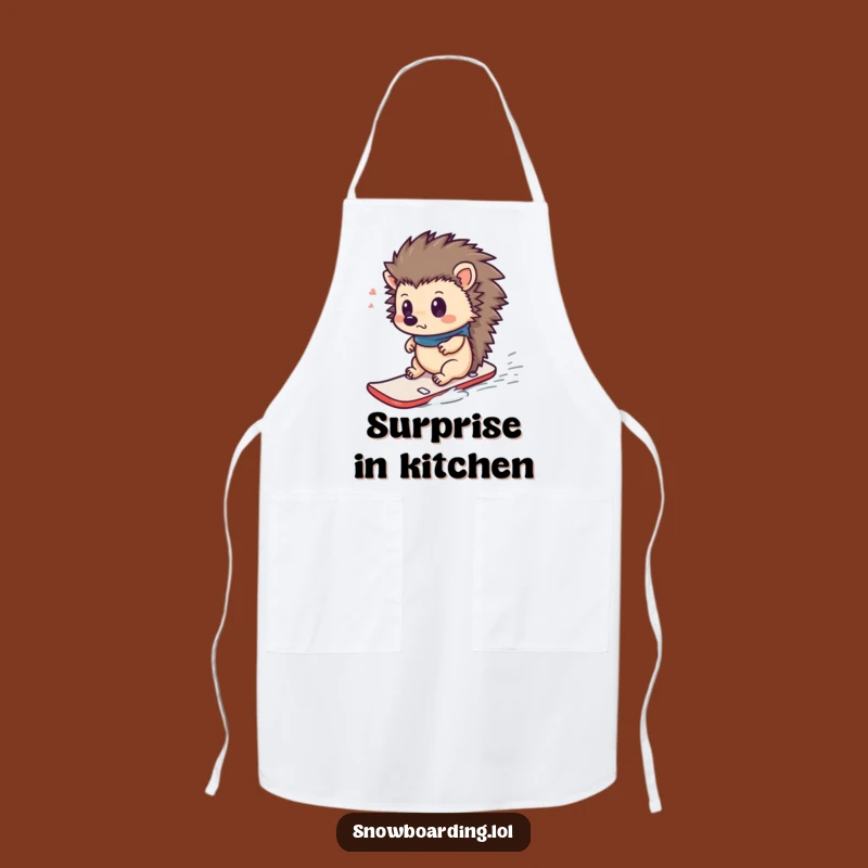 Funny Hedgehog Snowboard Apron: Surprised Rider Design - Hilarious Funny Gift!