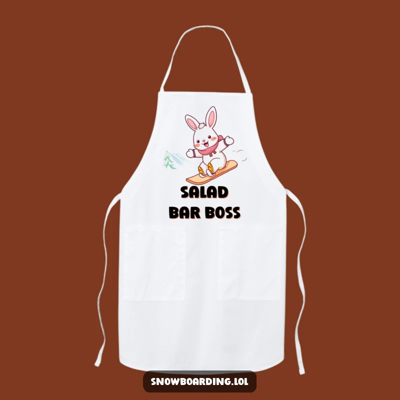 Funny Rabbit Snowboarder Apron: Kitchen Speedster Gift for Cheerful Cooks