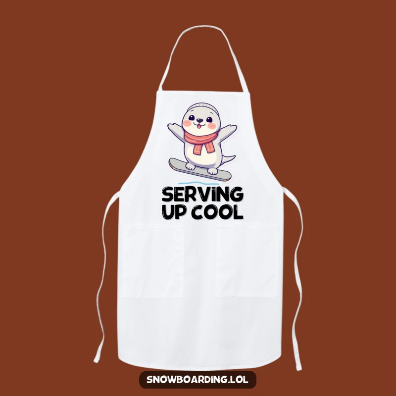 Funny Seal Snowboard Apron - Cook with Arctic Flair and Winter Fun