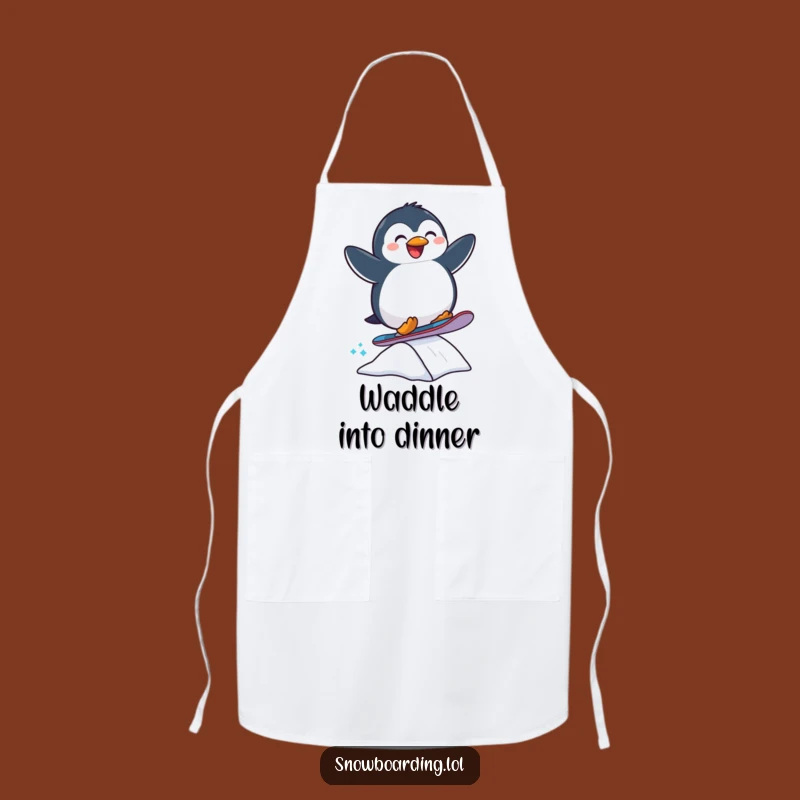 Funny Penguin Chef Apron: Winter Kitchen Wear for Snowboard Fans Gift
