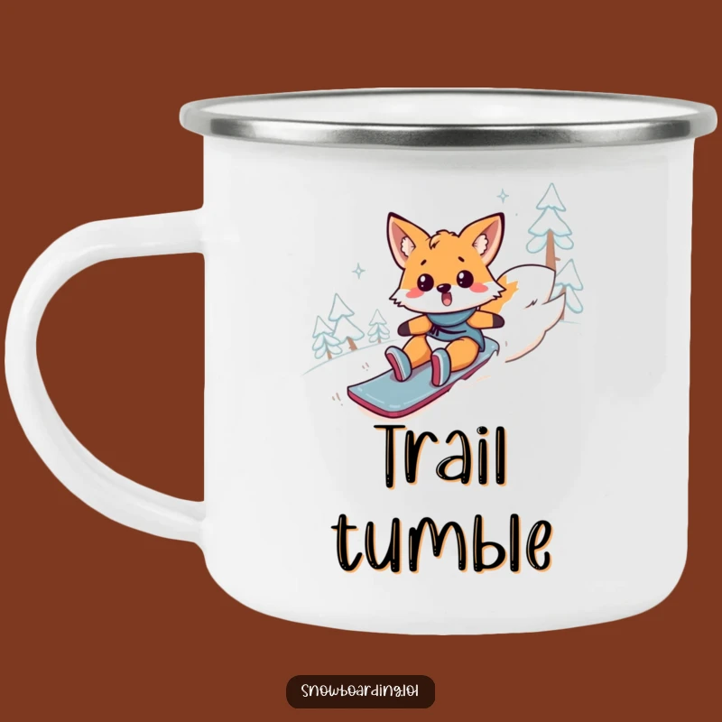 Funny Fox Snowboard Fail Camping Mug: Surprised Animal Tumbling, Outdoor Comedy, Gift