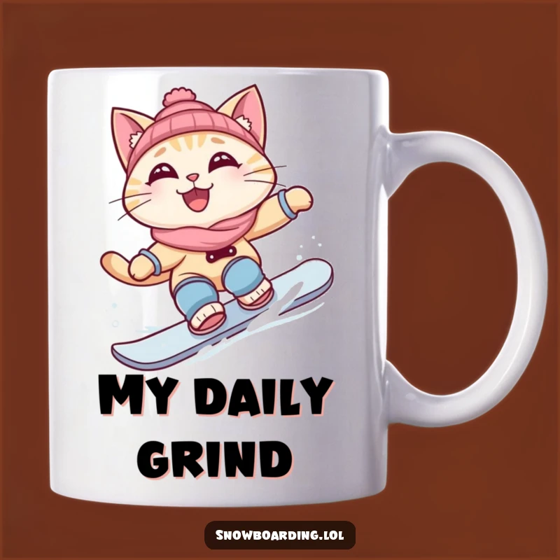 Funny Cat Snowboard Mug: Curious Rider Action Gift for Cat Lovers