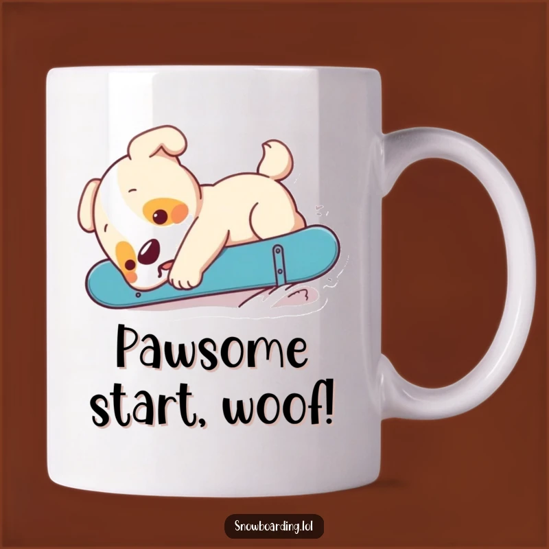 Funny Puppy Snowboarder Mug: Adorable Dog Fail Gift for Comedy Lovers