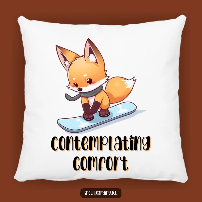 Funny Curious Fox Snowboard Pillow - Cozy Comfort with a Hint of Caution