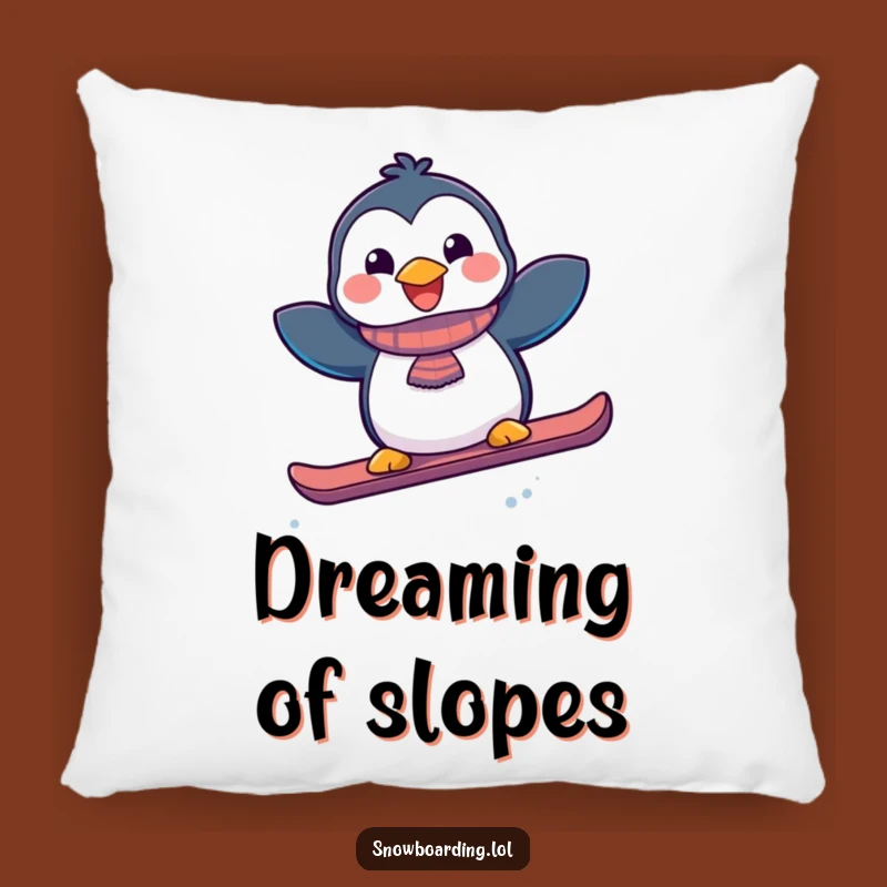 Funny Joyful Penguin Snowboard Pillow - Cozy Comfort with Winter Spirit