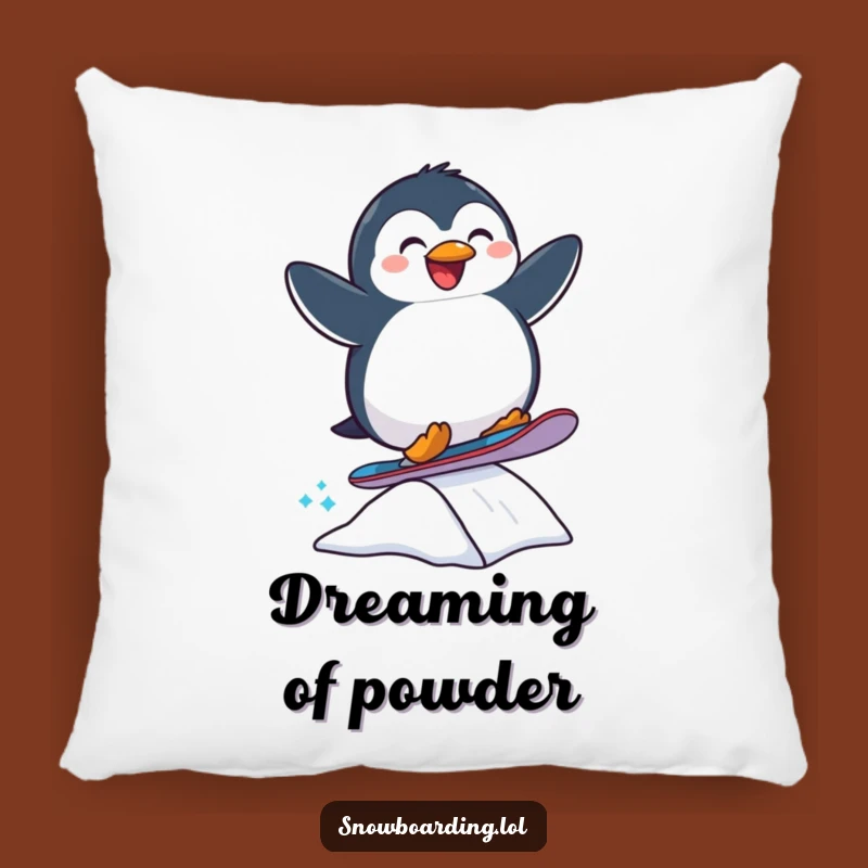Funny Penguin Pillow: Soft Snowboard Decor Throw Pillow Gift