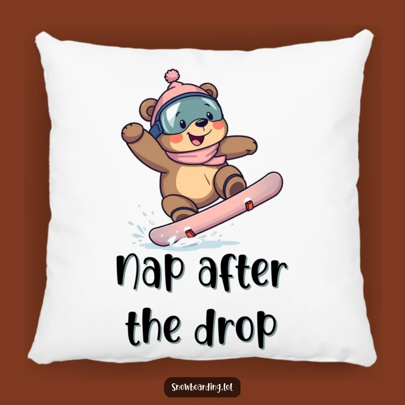 Funny Bear Snowboarding Pillow: Cuddle Up with Grinning Power