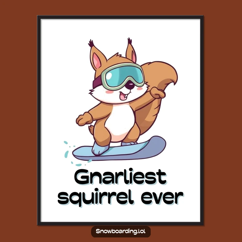 Funny Squirrel Snowboard Digital Art: Instant Extreme Action Art