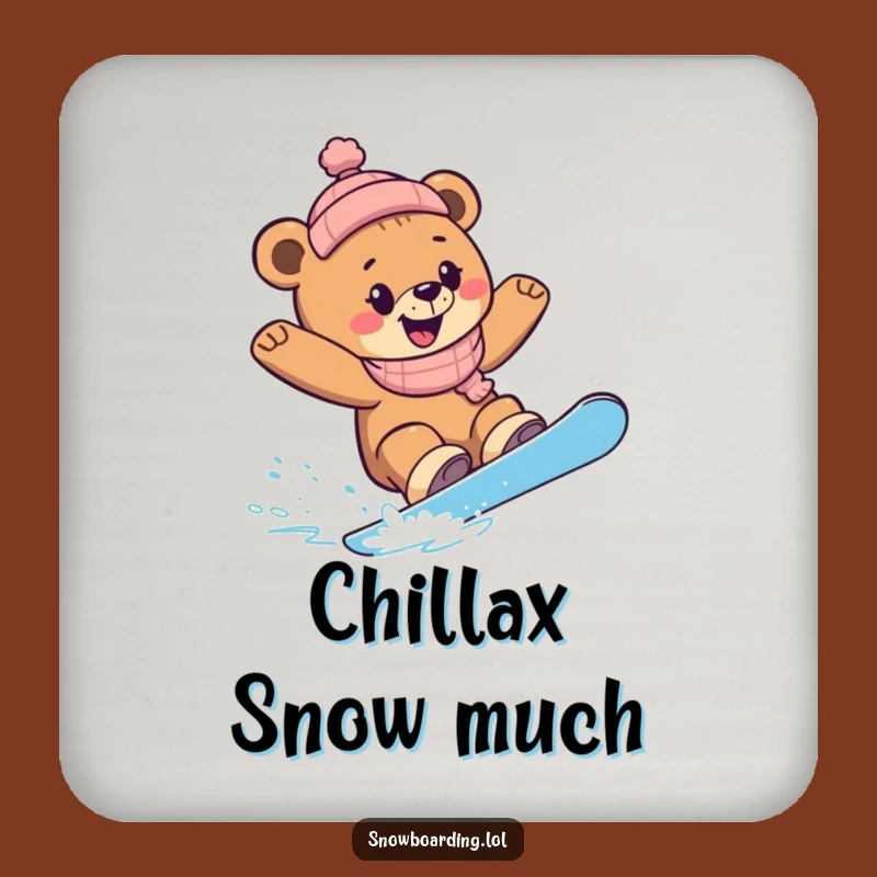 Funny Snowboard Bear Cub Coaster: Protect Surfaces with Winter Laughs