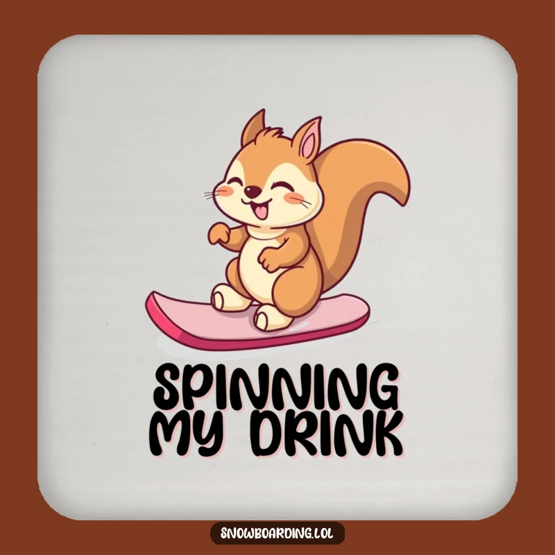 Funny Giggling Squirrel Snowboard Drink Coaster - Protect Surfaces with Fun