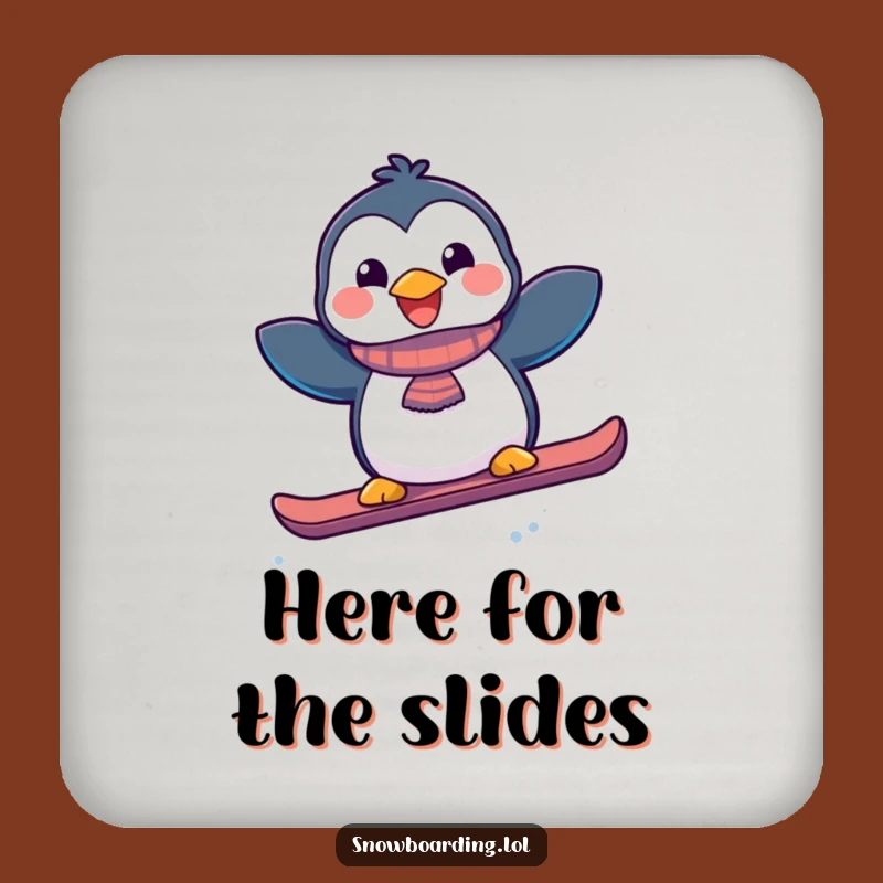 Funny Joyful Penguin Snowboard Drink Coaster - Protect Surfaces with Flair