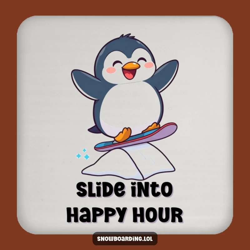 Funny Penguin Coaster: Protect Drinks with Snowboard Style Gift
