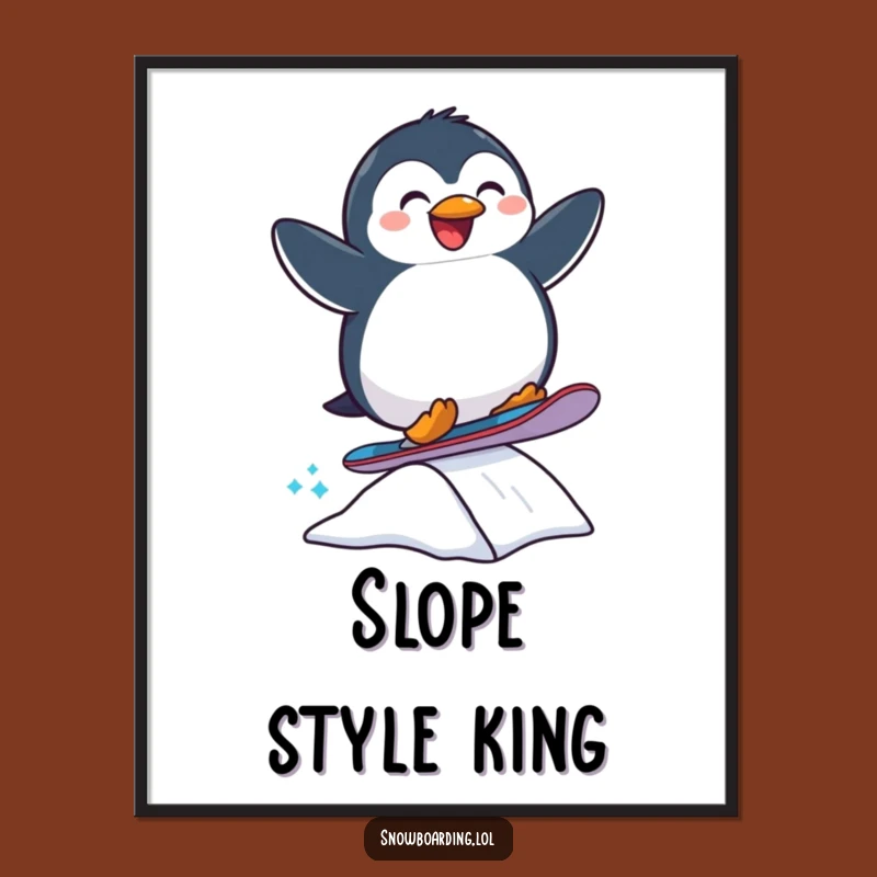 Funny Penguin Snowboard Poster: Extreme Wall Art Gift