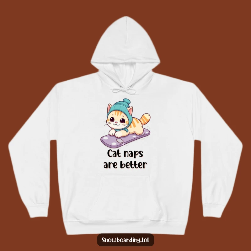 Funny Cat Snowboarding Hoodie: Cozy Comfort with Feline Belly Slide Fun
