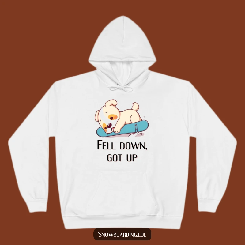 Funny Puppy Snowboard Hoodie: Cozy Dog Fail Gift for Chilly Days
