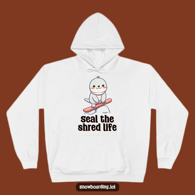 Funny Seal Snowboard Hoodie: Cozy Arctic Humor Gift for Cold Weather Fun