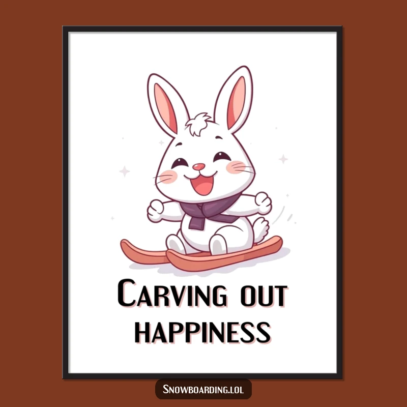 Free Printable Rabbit Snowboard Art - Funny Downloadable Wall Decor