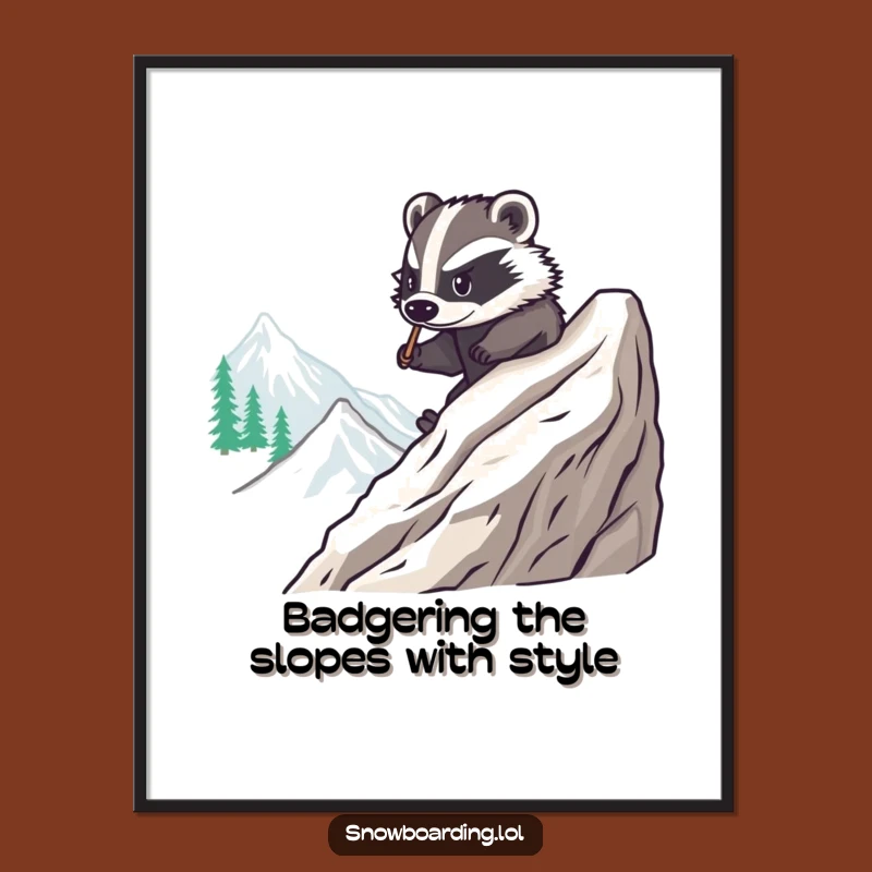 Free Printable Badger Snowboard Art: Cool Mountain Rider Wall Decor