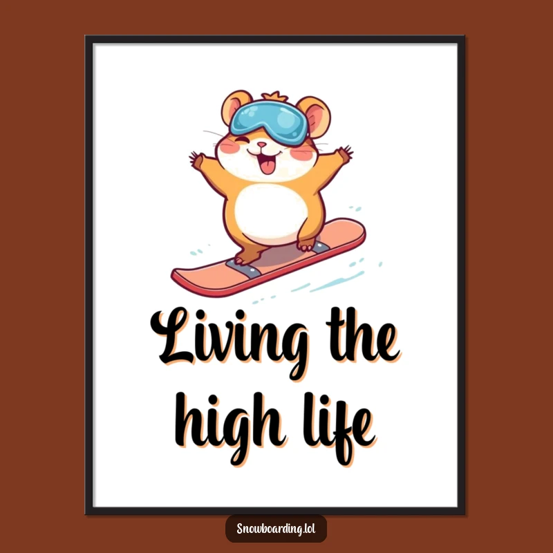 Free Printable Hamster Snowboard Art - Funny Downloadable Wall Decor