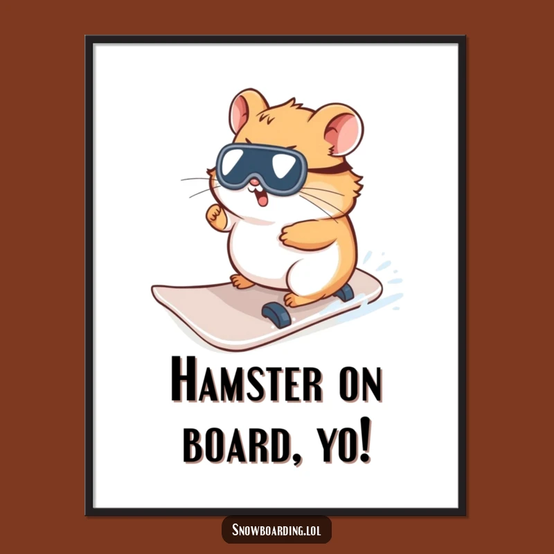 Free Printable Wall Art: Hamster Snowboarder - Cute & Funny Downloadable Decor!