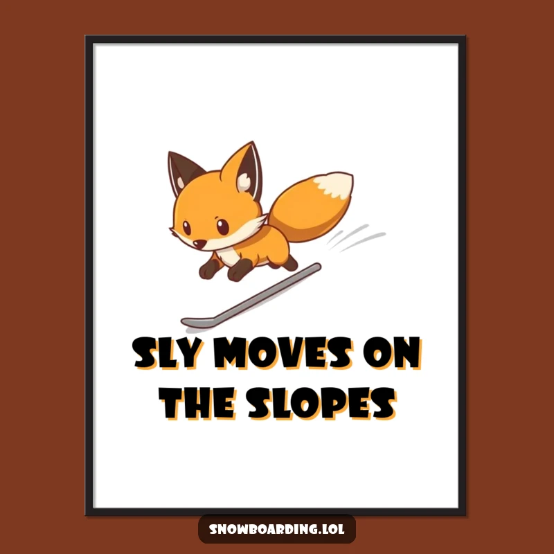 Free Printable Fox Snowboard Art: Swift Slope Rider Wall Decor