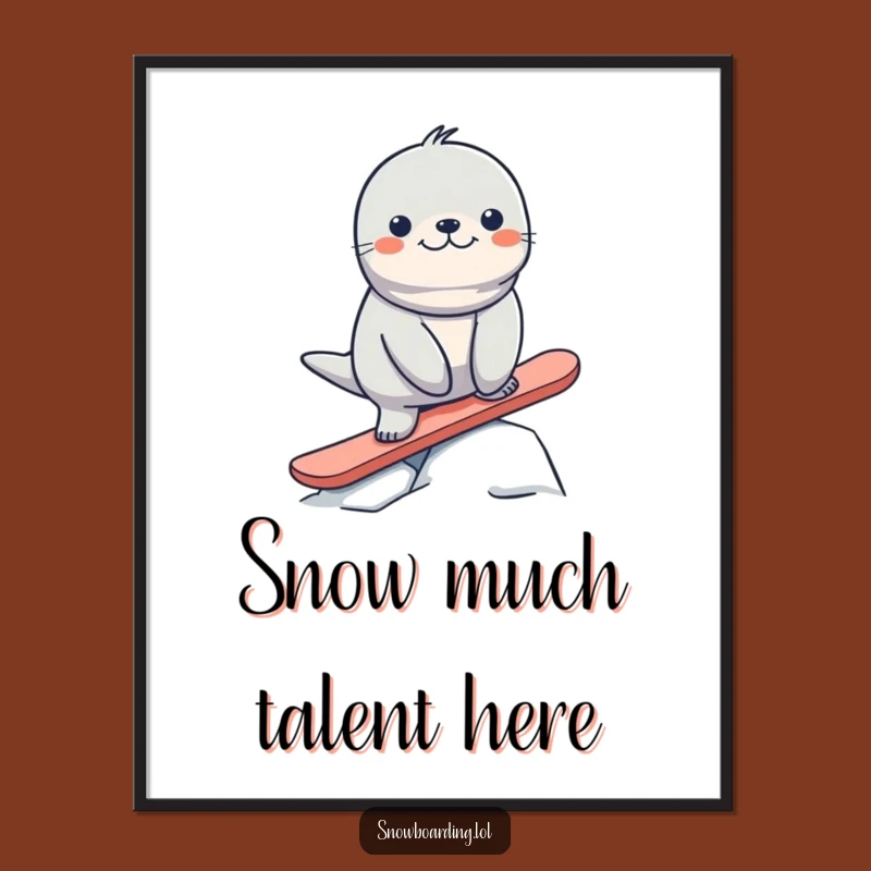Free Printable Snowboard Seal Art - Hilarious Downloadable Decor for Laughs!