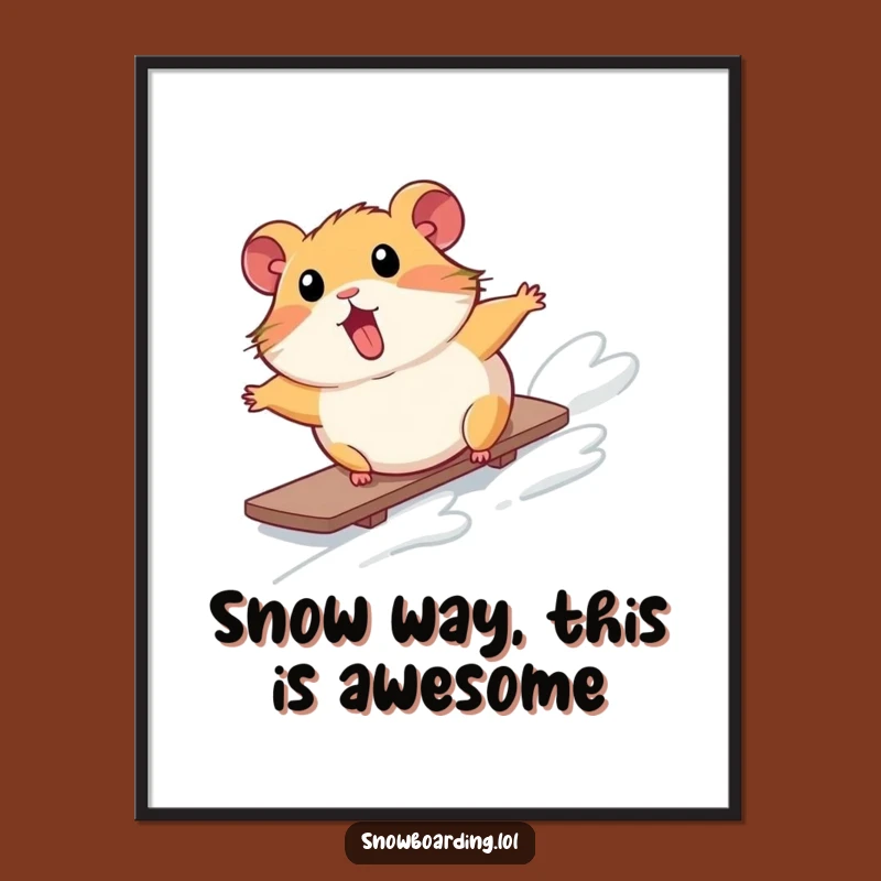 Quirky Free Printable Wall Art: Hamster Snowboarding Tumble Poster