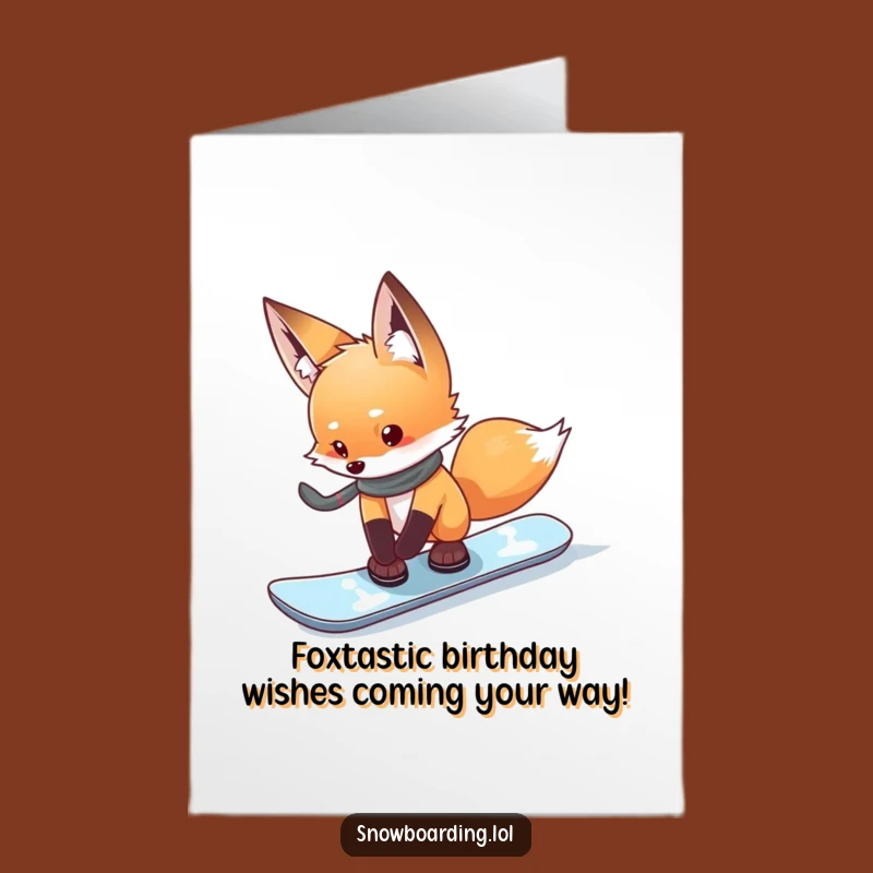 Curious Fox Snowboarder Birthday Card Free Printable - Witty Downloadable Gift for Adventurers