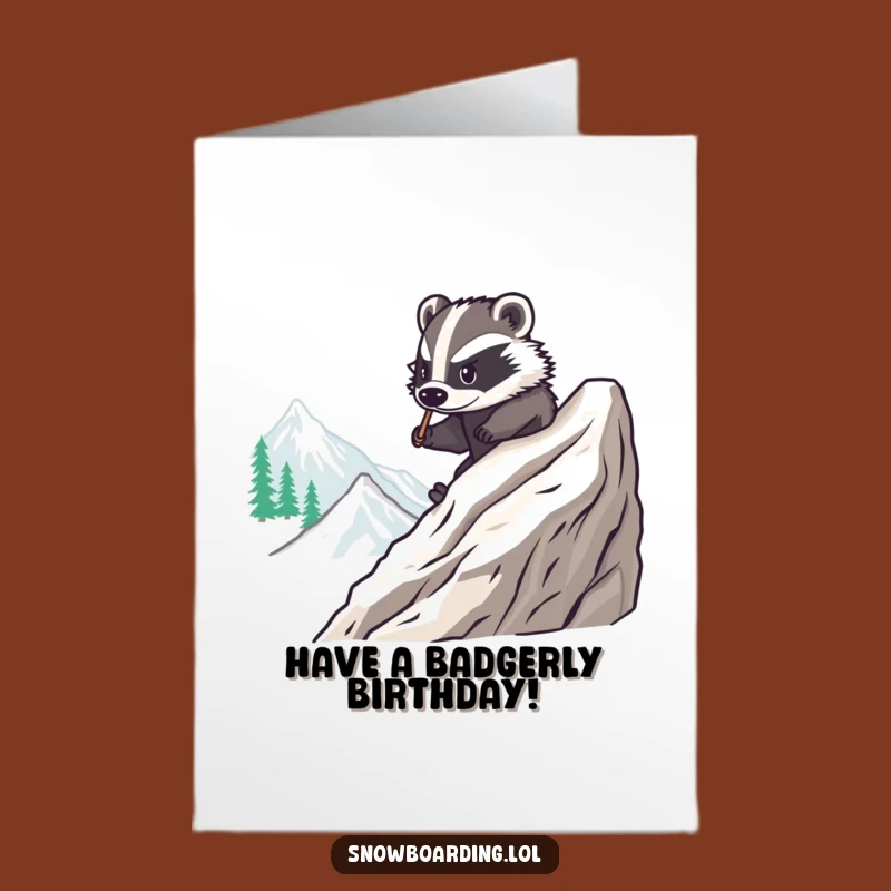 Free Printable Badger Birthday Card: Cool Snowboarder Dude Downloadable