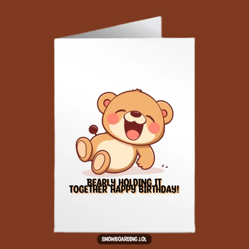 Free Printable Bear Birthday Card: Hilarious Cub Tumble Downloadable Fun