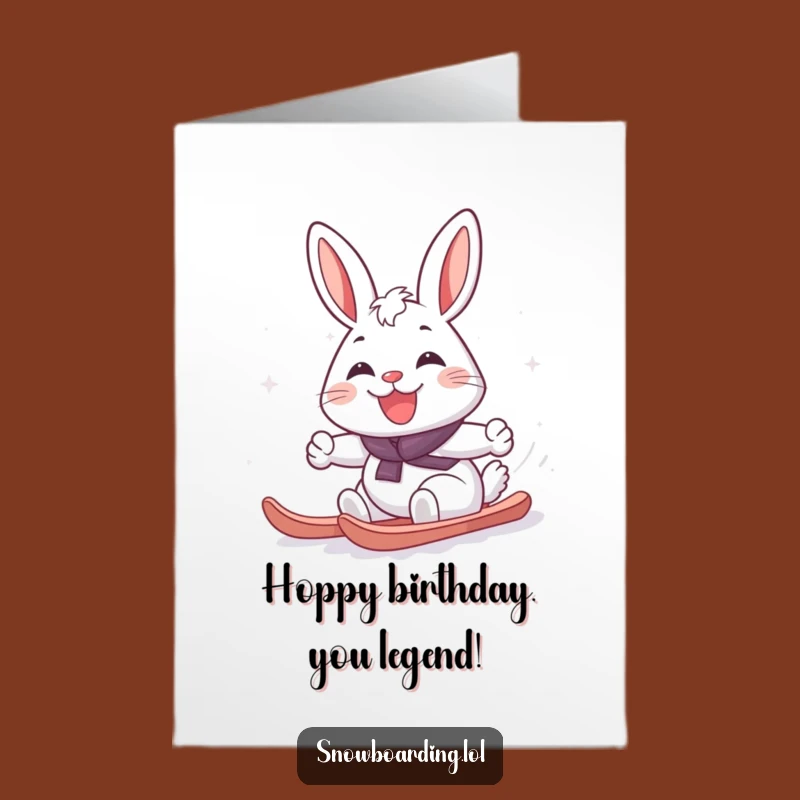 Free Printable Rabbit Snowboard Card - Funny Birthday Downloadable Gift