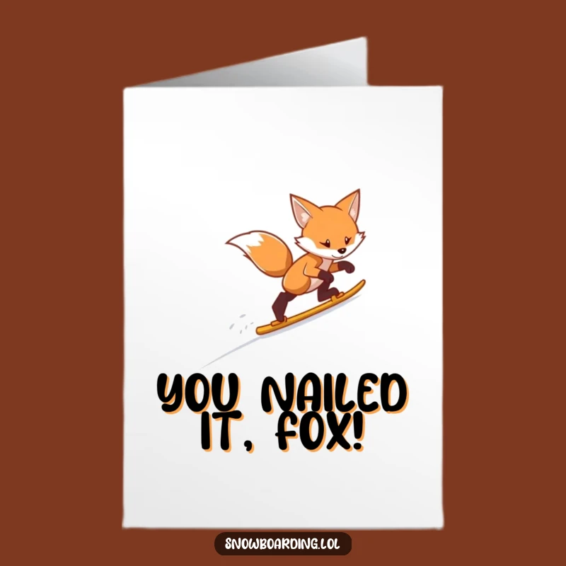 Free Printable Fox Skiing Congrats Card - Funny Downloadable Achievement Celebration