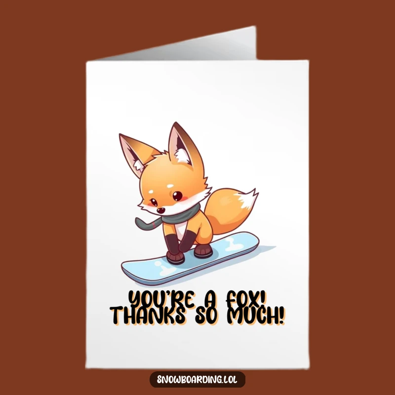 Fox Snowboarder Thank You Card Free Printable - Insightful Downloadable Appreciation Gift