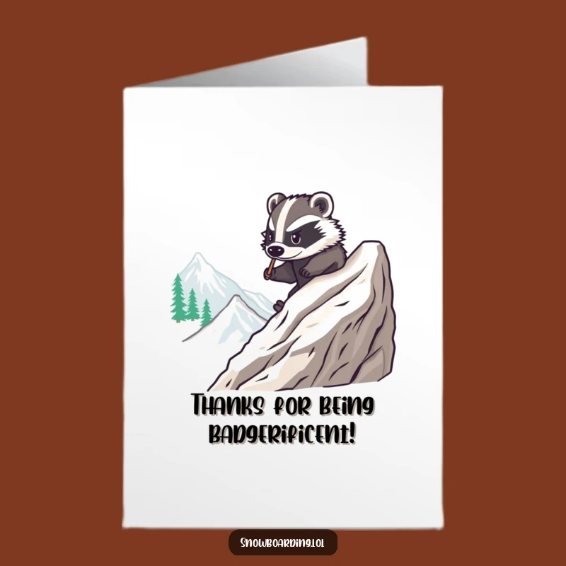 Free Printable Badger Thank You Card: Awesome Snowboarder Gratitude Downloadable