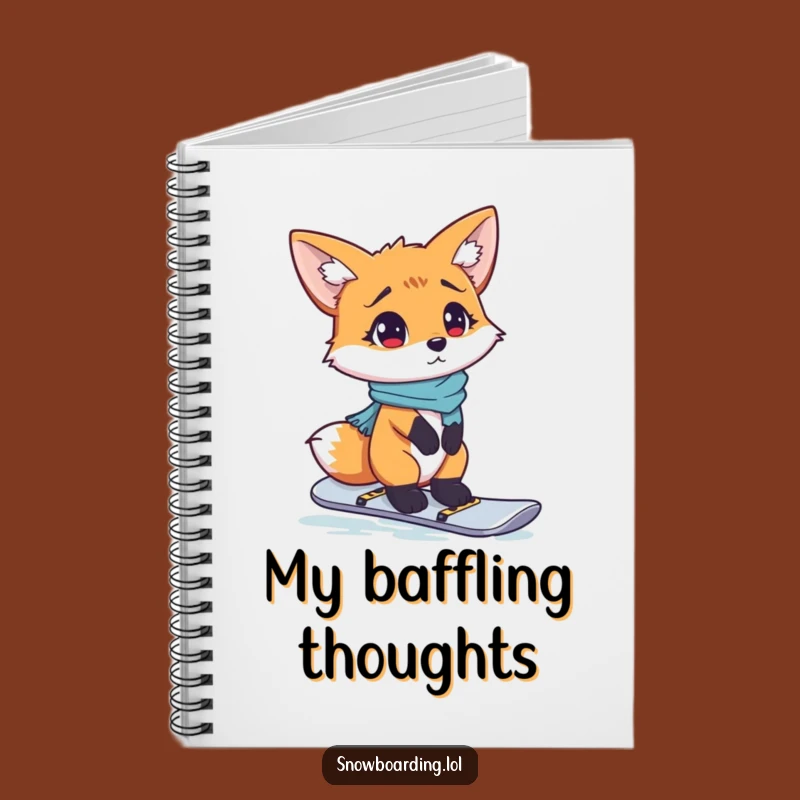 Funny Fox Notebook, Confused Snowboarder Journal for Winter Ideas