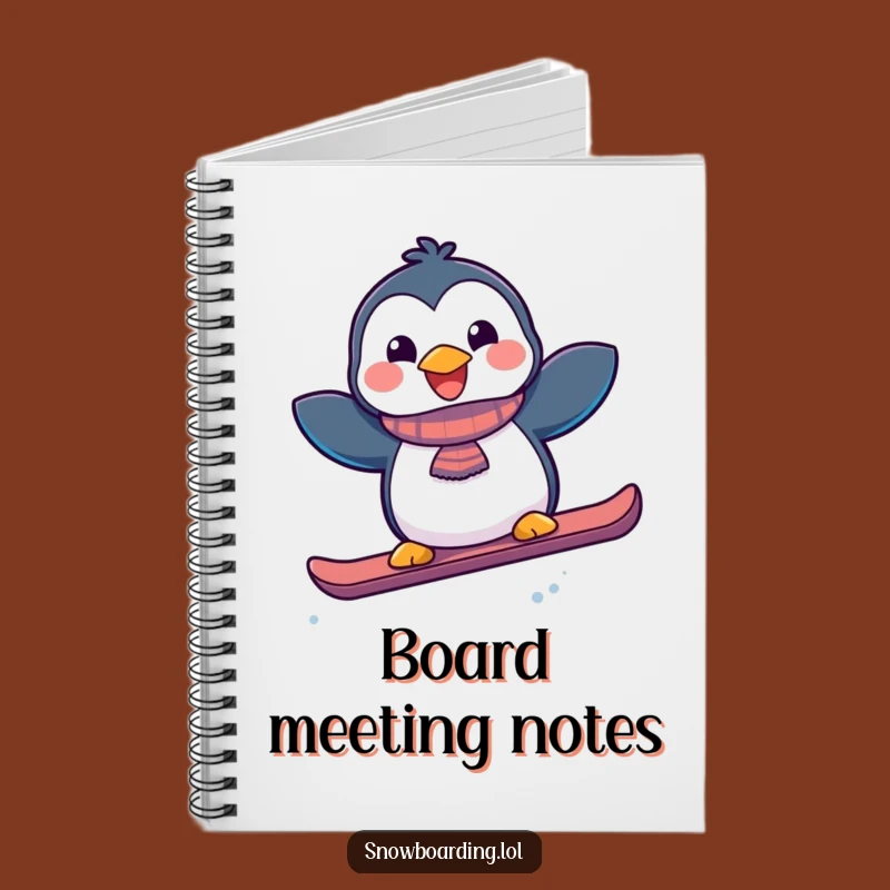 Funny Joyful Penguin Snowboard Notebook - Write Your Adventures