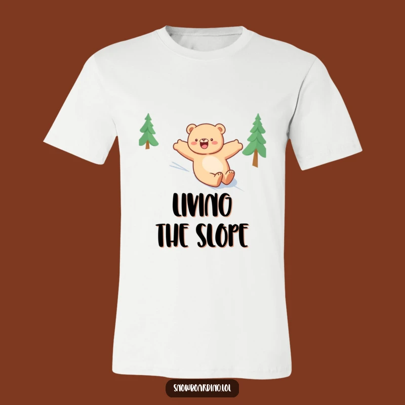 Funny Bear Snowboarding T-Shirt, Happy Winter Apparel, Hilarious Outdoor Tee