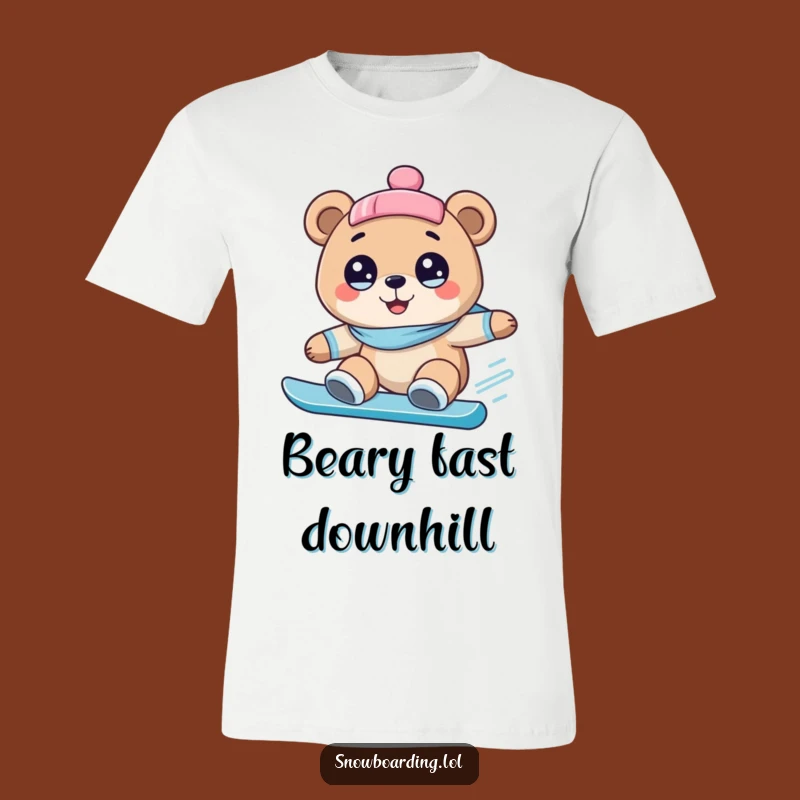 Funny Bear Snowboarding T-Shirt: Wide-Eyed Joy - Hilarious Winter Sport Tee