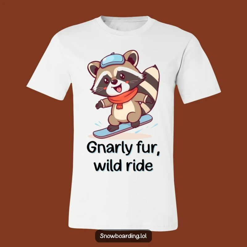 Funny Raccoon Snowboard Spin T-Shirt - Epic Winter Joy Tee for Snowboarders