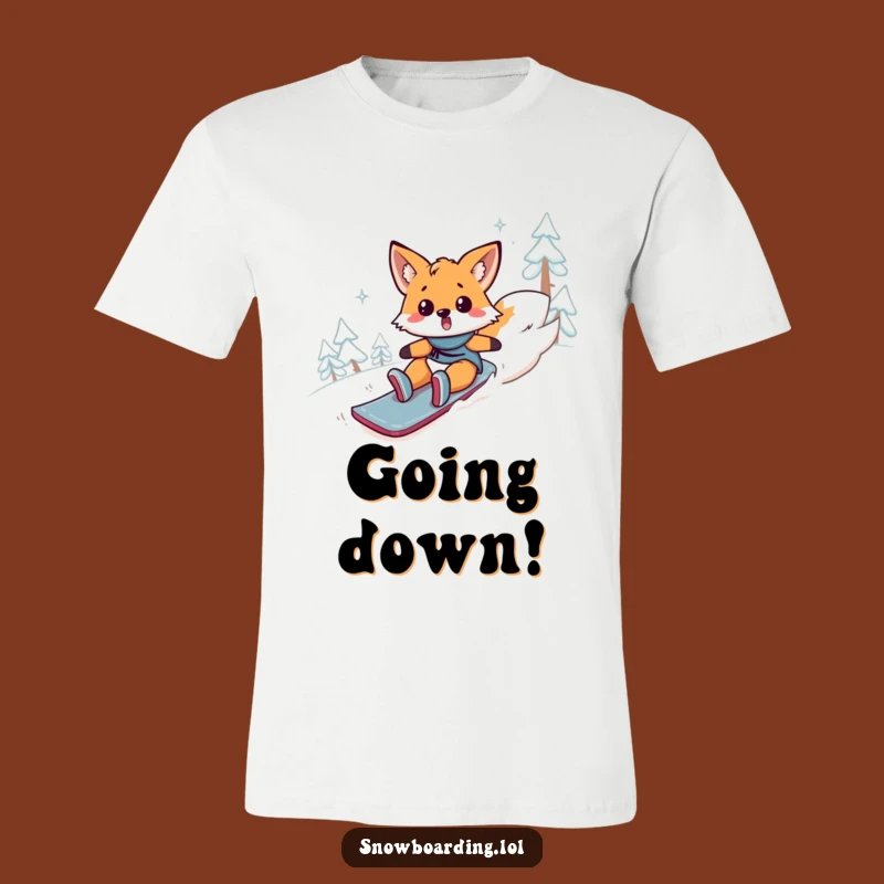 Funny Fox Snowboard Fail T-Shirt: Surprised Animal Tumbling, Comedic Action Tee, Gift