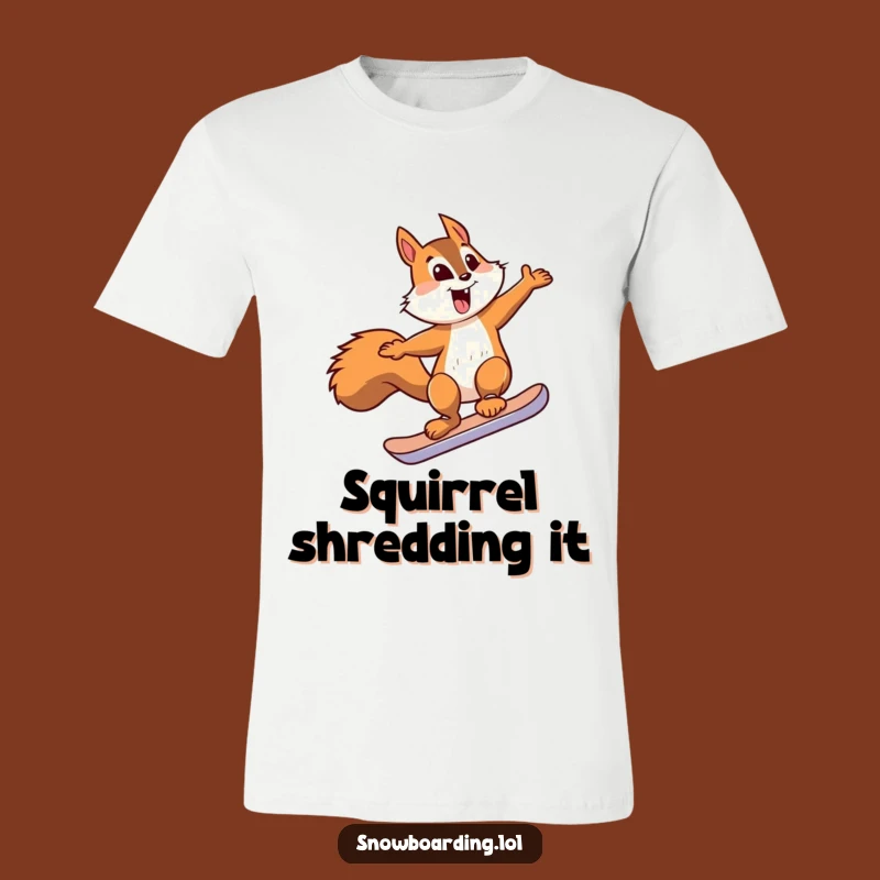Funny Squirrel Snowboard Jump T-Shirt - Hilarious Tee for Thrill-Seeking Acorn Lovers