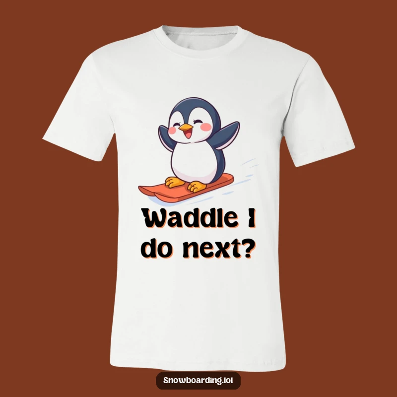 Funny Penguin Snowboarder T-Shirt: Joyful Winter Action for a Cool Gift