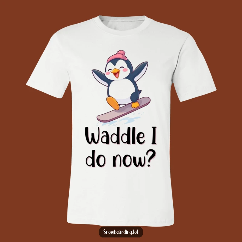Funny Penguin Snowboard T-Shirt: Wobbly Winter Fun Tee for Laughs