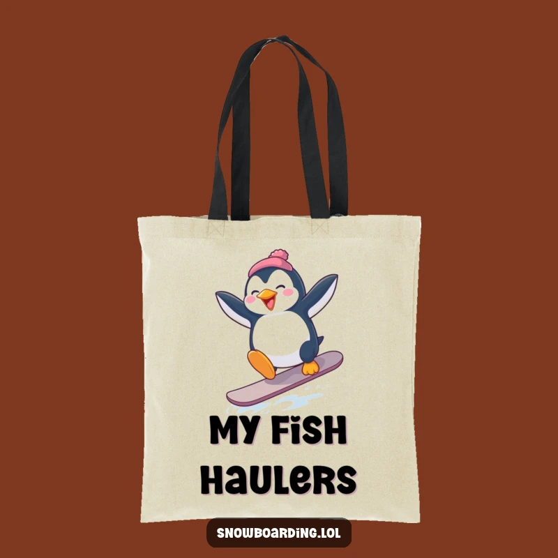 Funny Penguin Snowboard Tote Bag: Carry Your Laughs & Essentials
