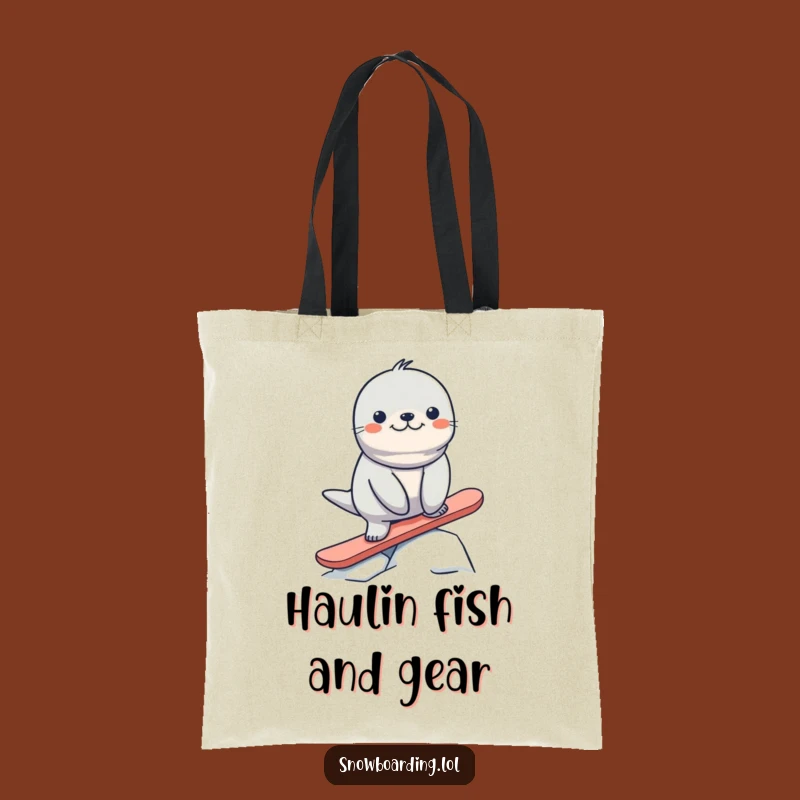 Funny Seal Snowboard Tote Bag: Hilarious Arctic Accessory for Everyday Adventures