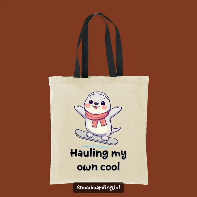 Funny Seal Snowboard Tote Bag - Carry Your Essentials with Winter Grace